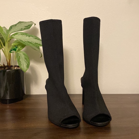 H&M Peep Toe Black Sock Bootie - Picture 3 of 7